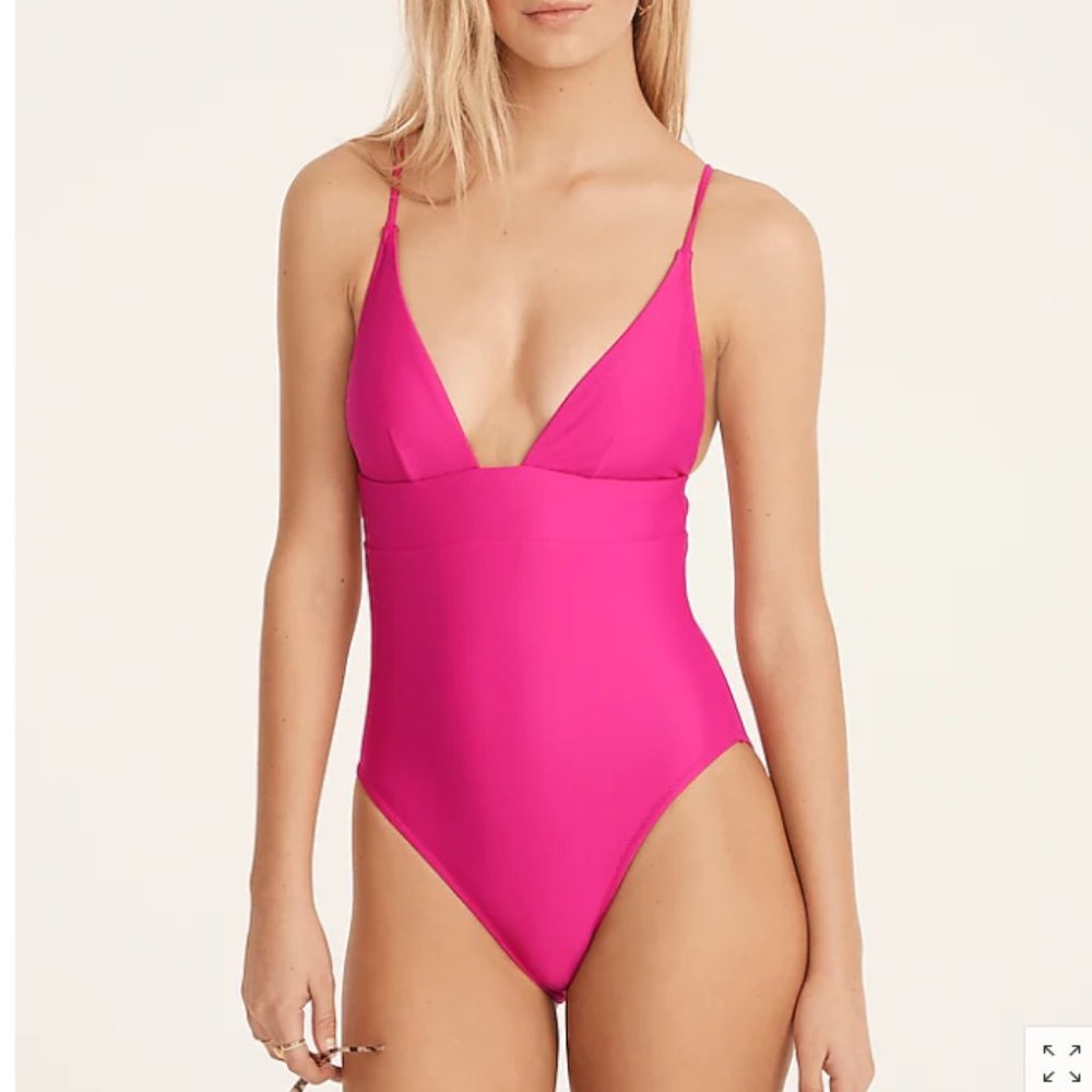 J.Crew Plunge One-Piece Bathing Suit Radiant Fuschia Size 6 NWT